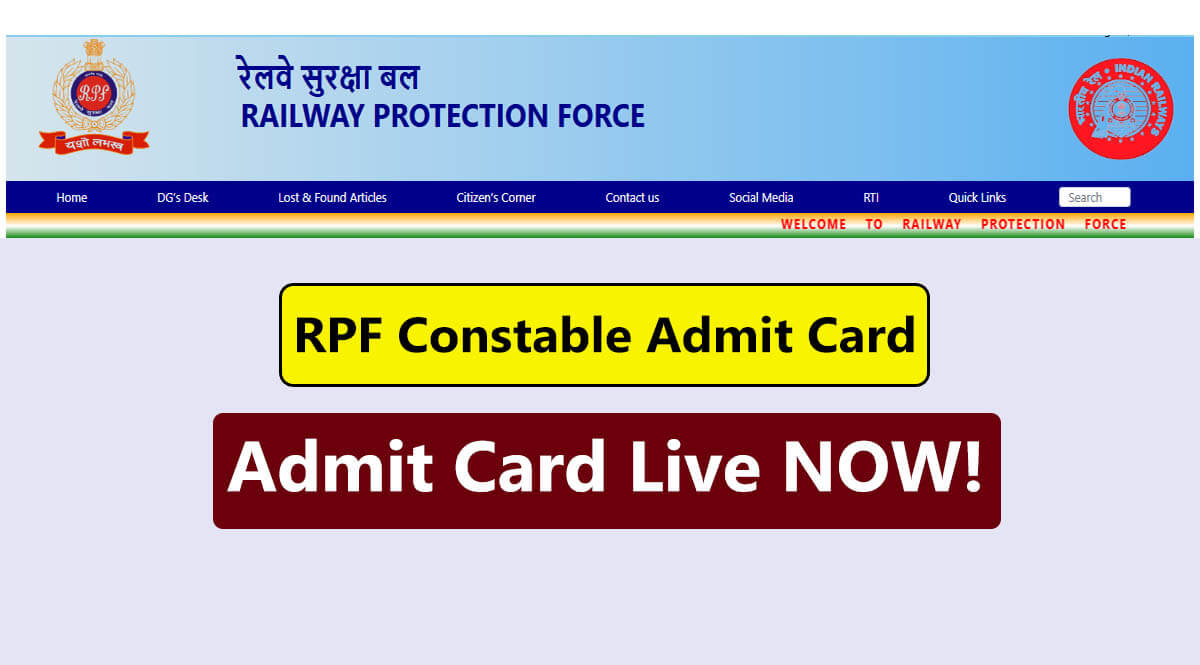 RPF Constable Admit Card 2025 Released officially